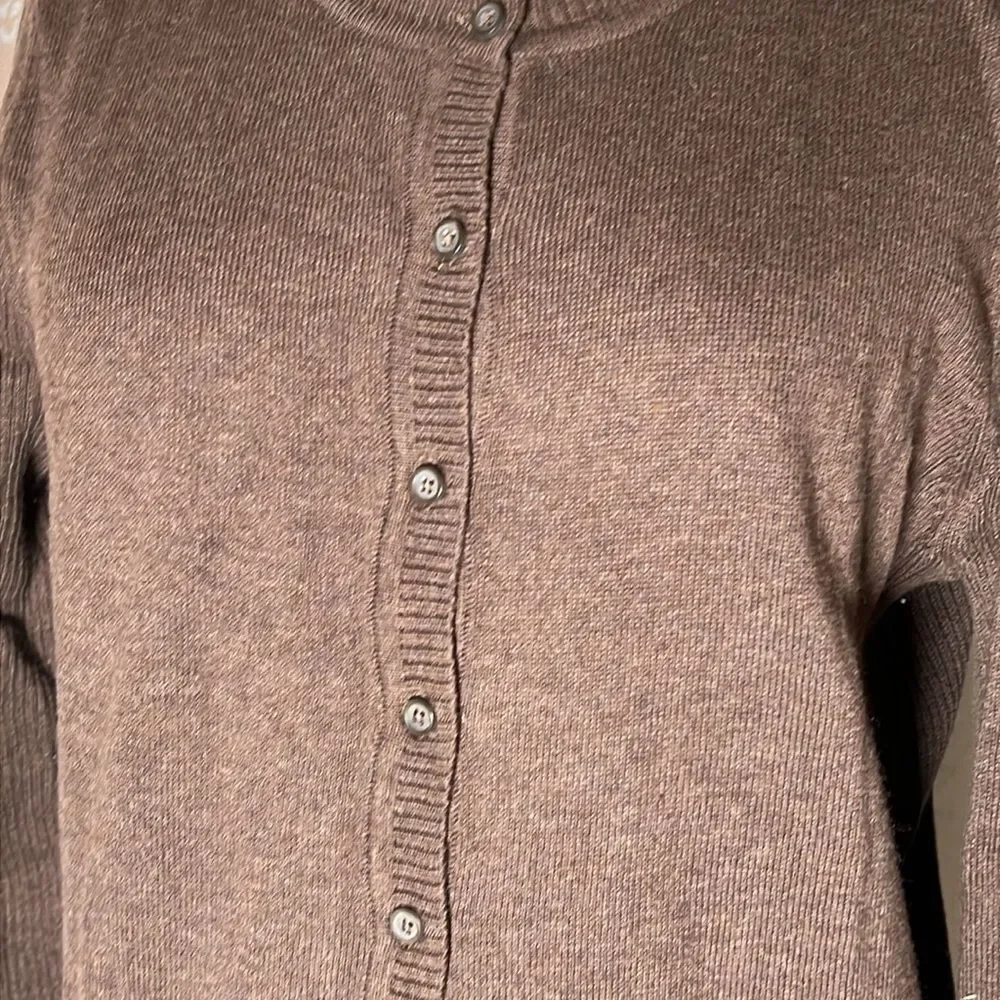 Sonoma Brown 100% Cotton Button-Down Cardigan | Size Medium - Picture 2 of 7